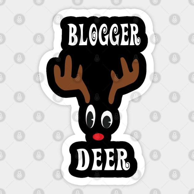 Blogger Reindeer Deer Red nosed Christmas Deer Hunting Hobbies   Interests Sticker by familycuteycom